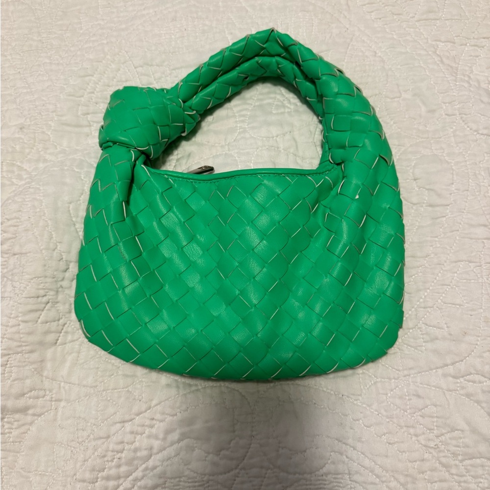 Vibrant Green Woven Leather Purse